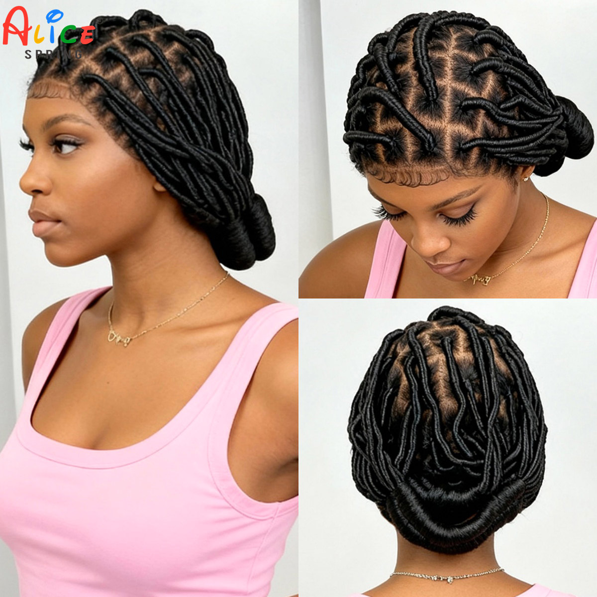 Synthetic Braided Wigs For Black Women - Bantu gevlochten pruiken synthetisch vol kant