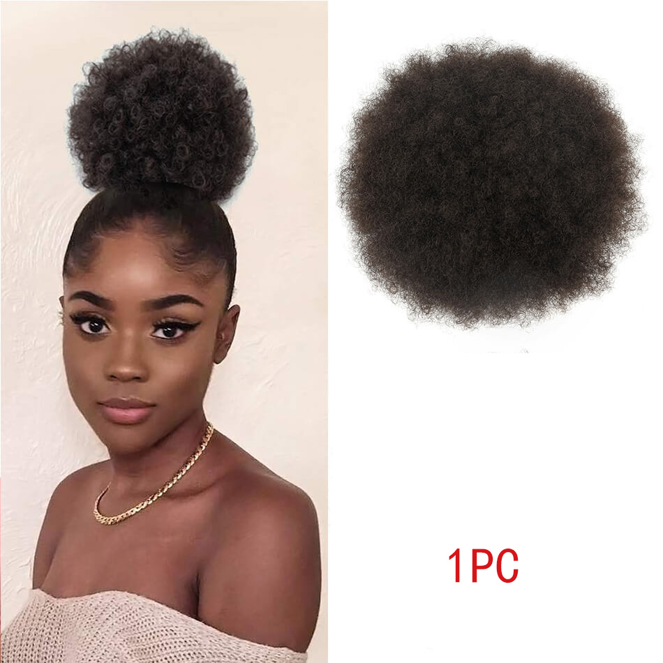 Drawstring Afro Curly Puff Ponytail - Afro Bladerdeeg Trekkoord Paardenstaart Korte Synthetische