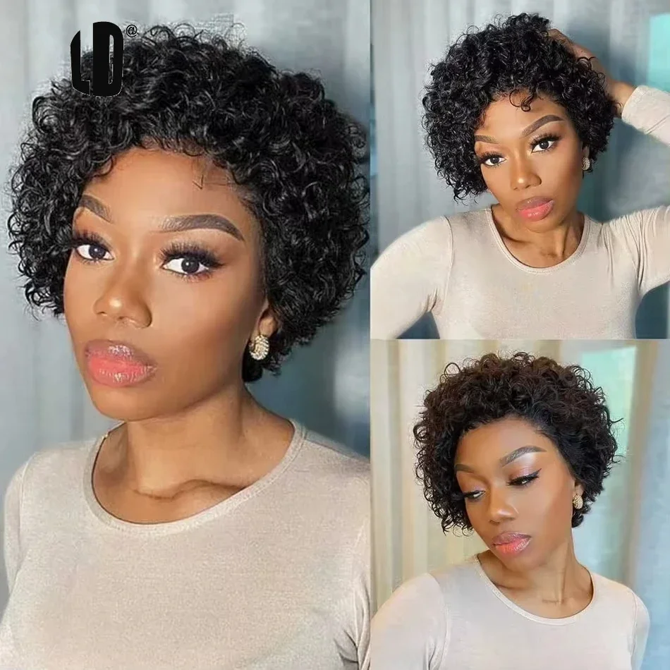 Short Pixie Cut Wig Human Hair Cheap - Pixie Cut pruik 99J kleur kantpruik