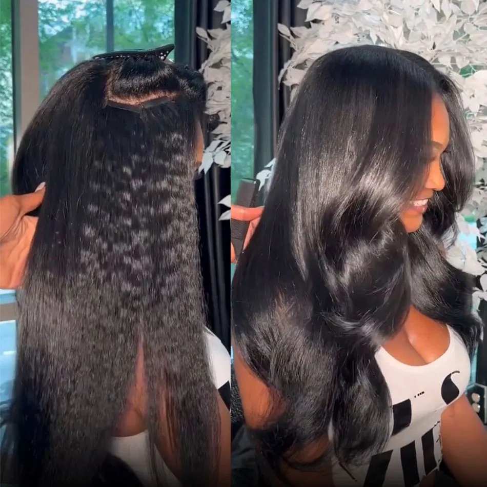 Invisible Tape In Extensions Real Hair - Kinky Recht Tape in Hair Extensions