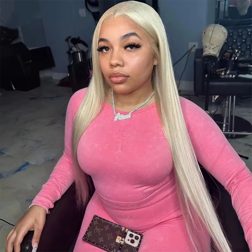 Hd Lace Frontal Wig Human Hair Pre Plucked - 200% Dichtheid 613 Blond Bone Straight