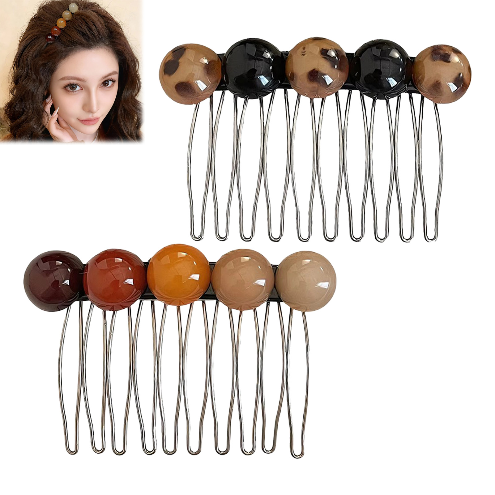 Hair Bundles - Koreaanse stijl eenvoudige kralen haar kamclips