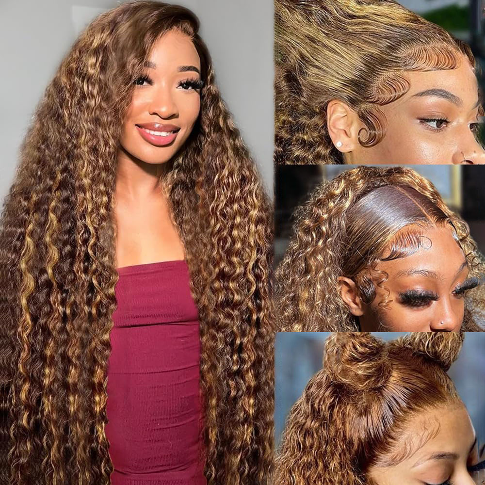 Lace Front Wigs - 36 Inch Diepe Golf P4/27 Hoogtepunt