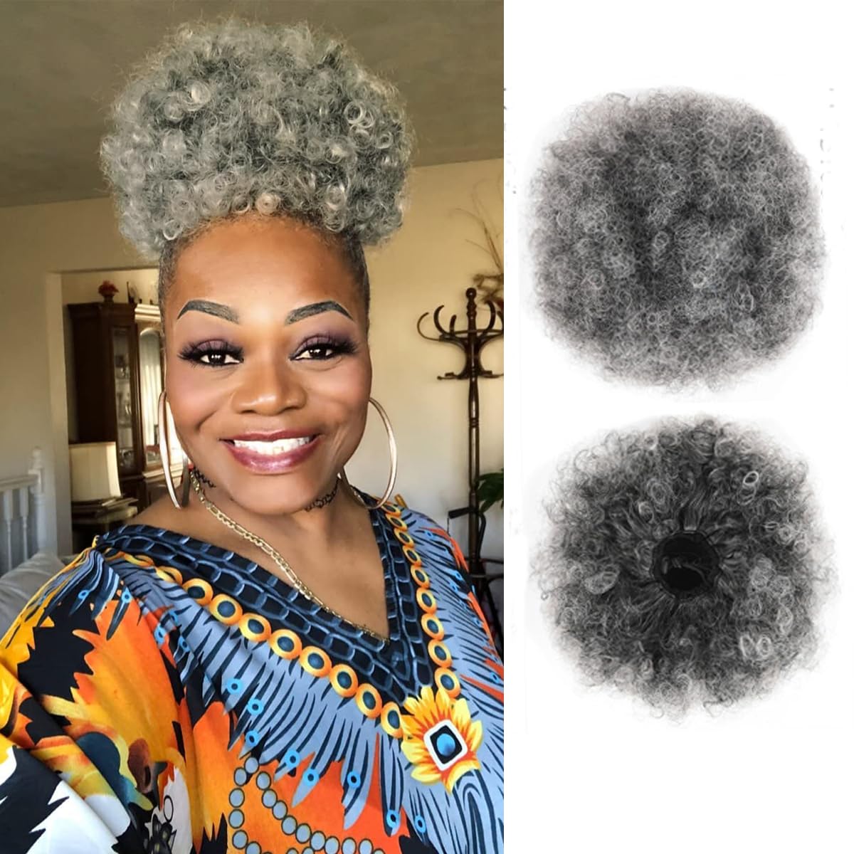 Drawstring Afro Curly Puff Ponytail - Afro Puff paardenstaart met trekkoord, korte