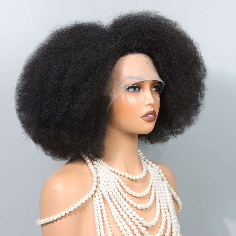 Glueless Wear And Go Human Hair Wig - 14 inch Afro pruiken voor zwarte