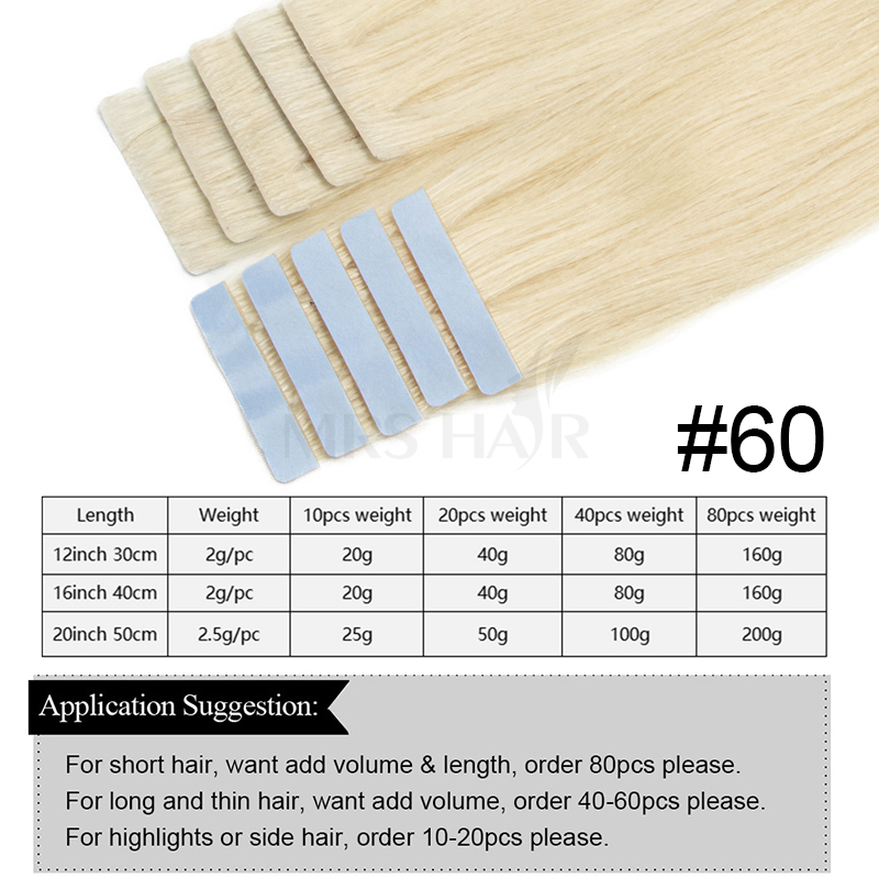 #60 Platinablonde Onzichtbare  - Invisible Tape In Extensions Real Hair recensie en prijs