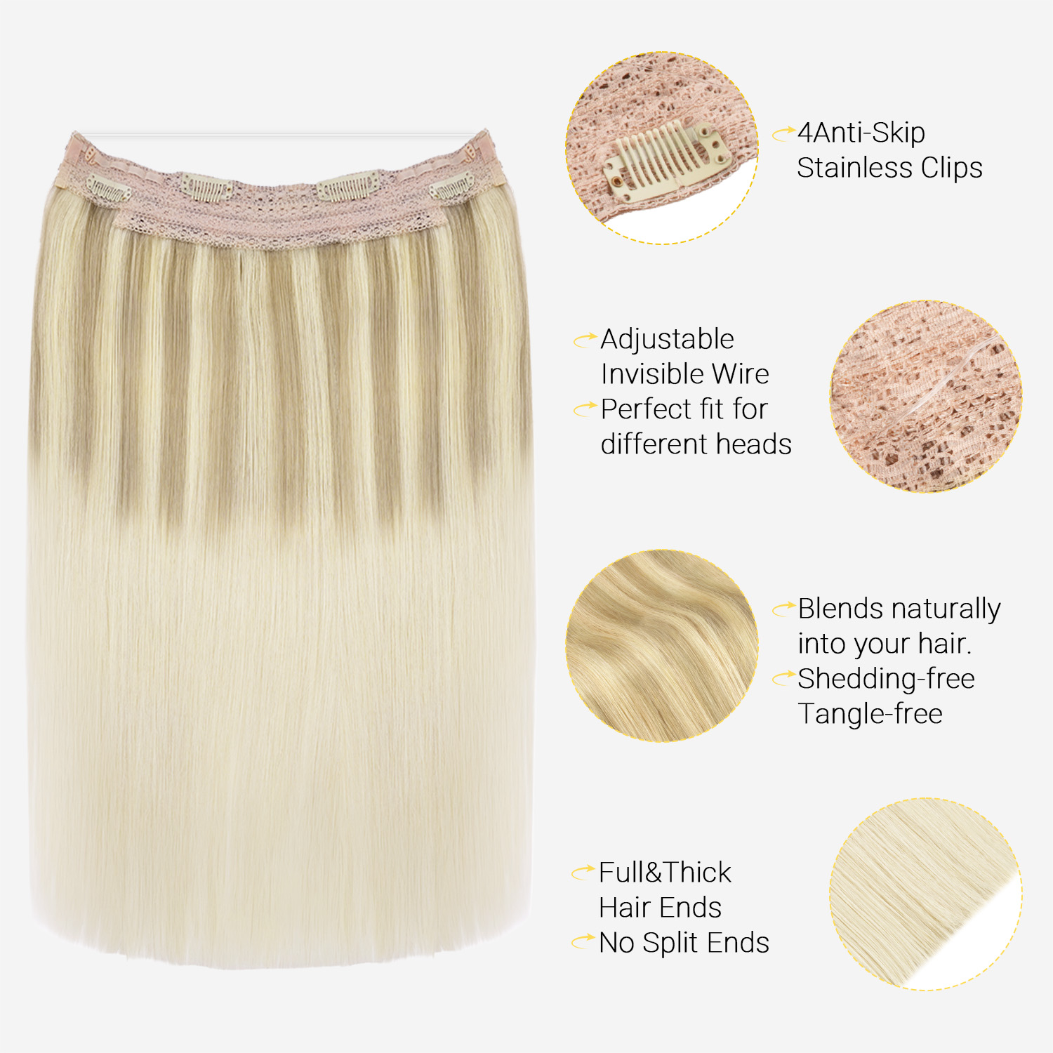 Sunmofavo Wire Halo Haarverlen - Seamless Clip In Hair Extensions Human Hair recensie en prijs