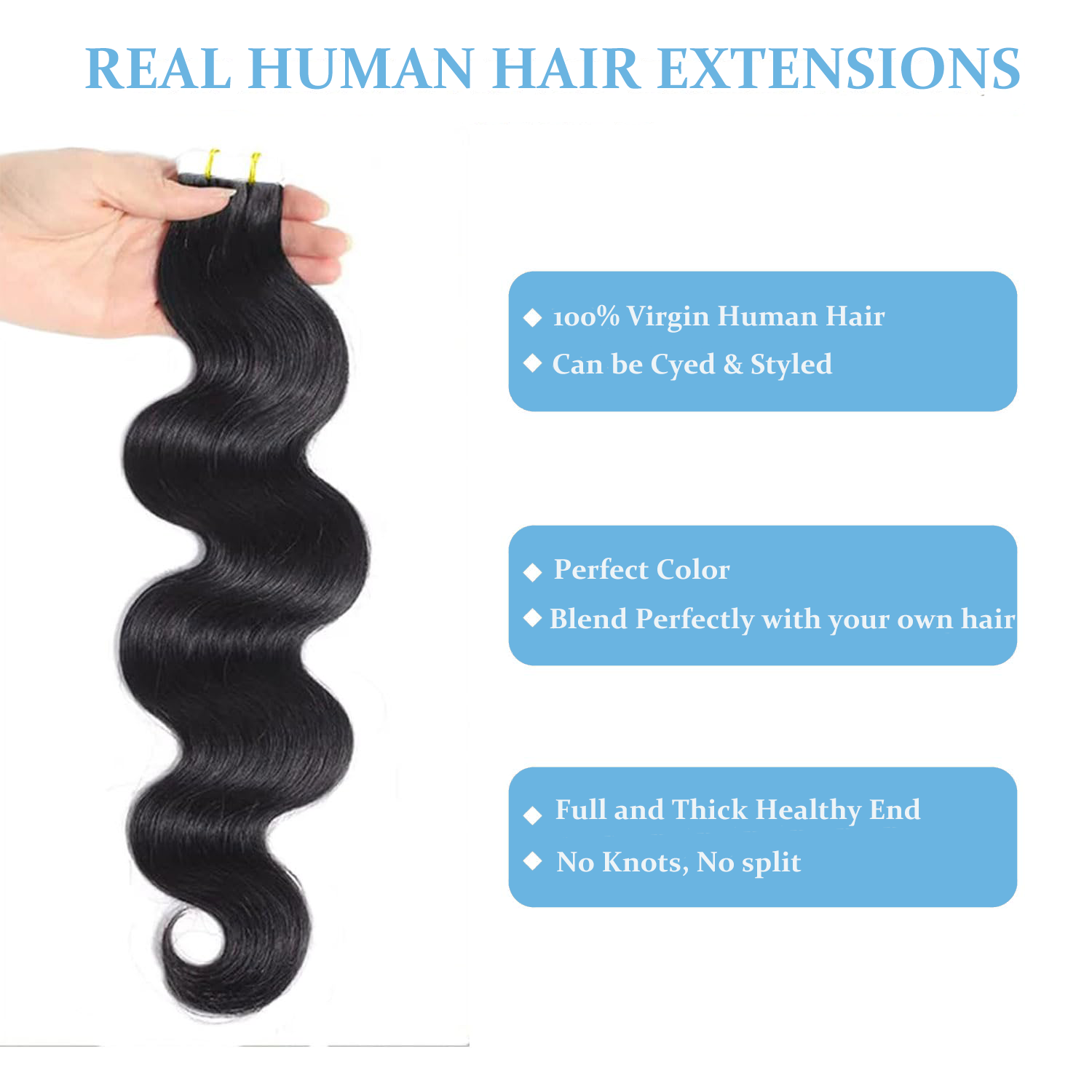 Lange Body Wave Tape In Human  - Invisible Tape In Extensions Real Hair recensie en prijs