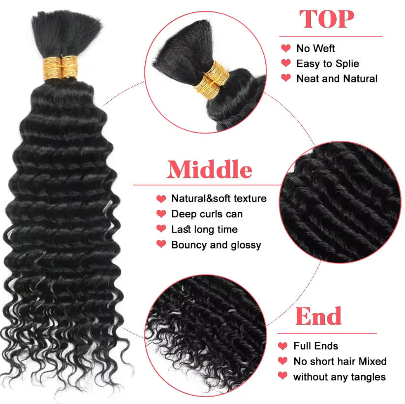 Losse bulk haar van echt mense - Water Wave Bulk Human Hair For Braiding recensie en prijs