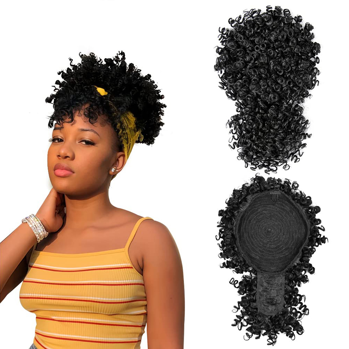 Afro Puff Synthetische Trekkoo - Drawstring Afro Curly Puff Ponytail recensie en prijs