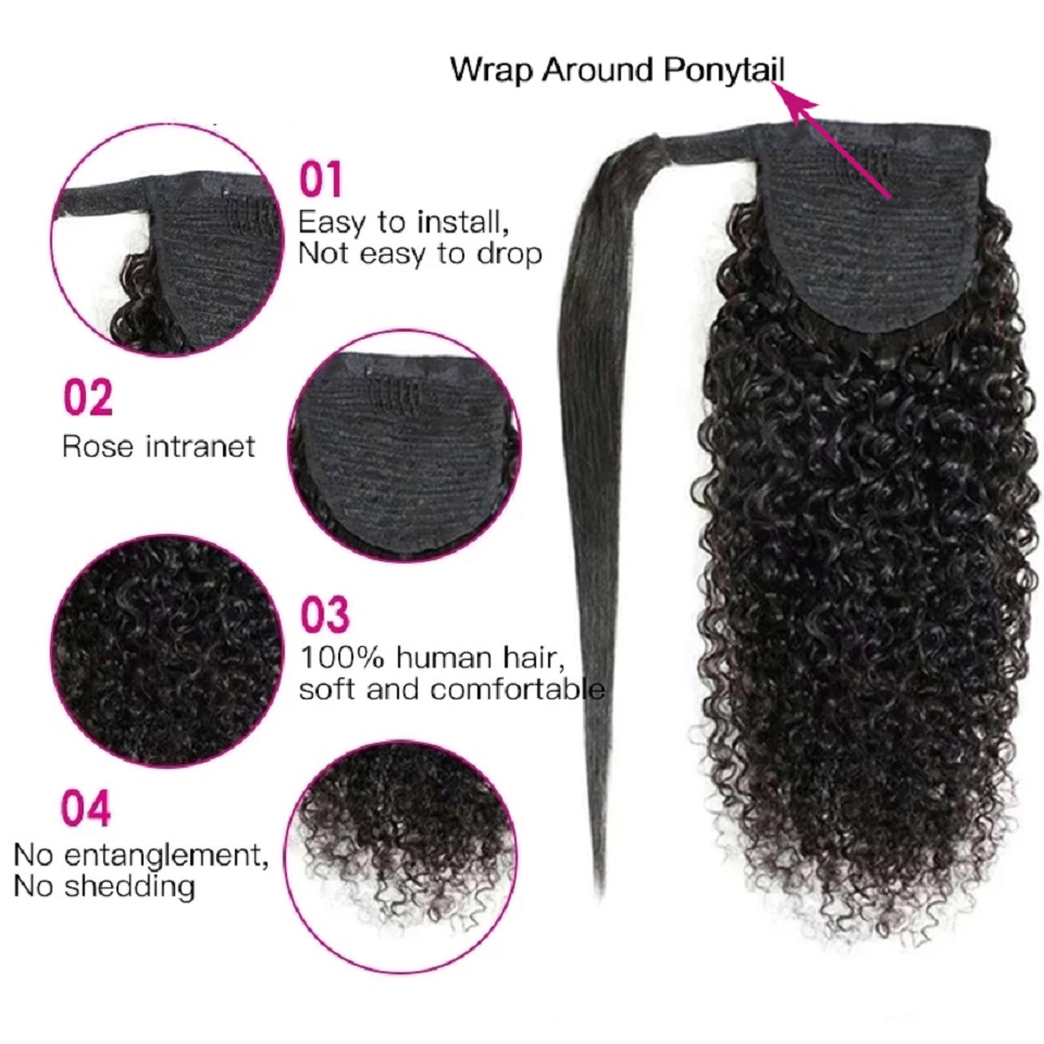 Kinky krullende paardenstaart  - Seamless Clip In Hair Extensions Human Hair recensie en prijs
