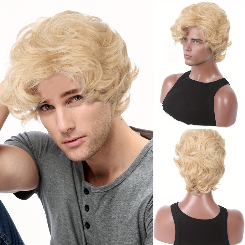 Heren blonde pruik korte golve - Synthetic Wigs recensie en prijs