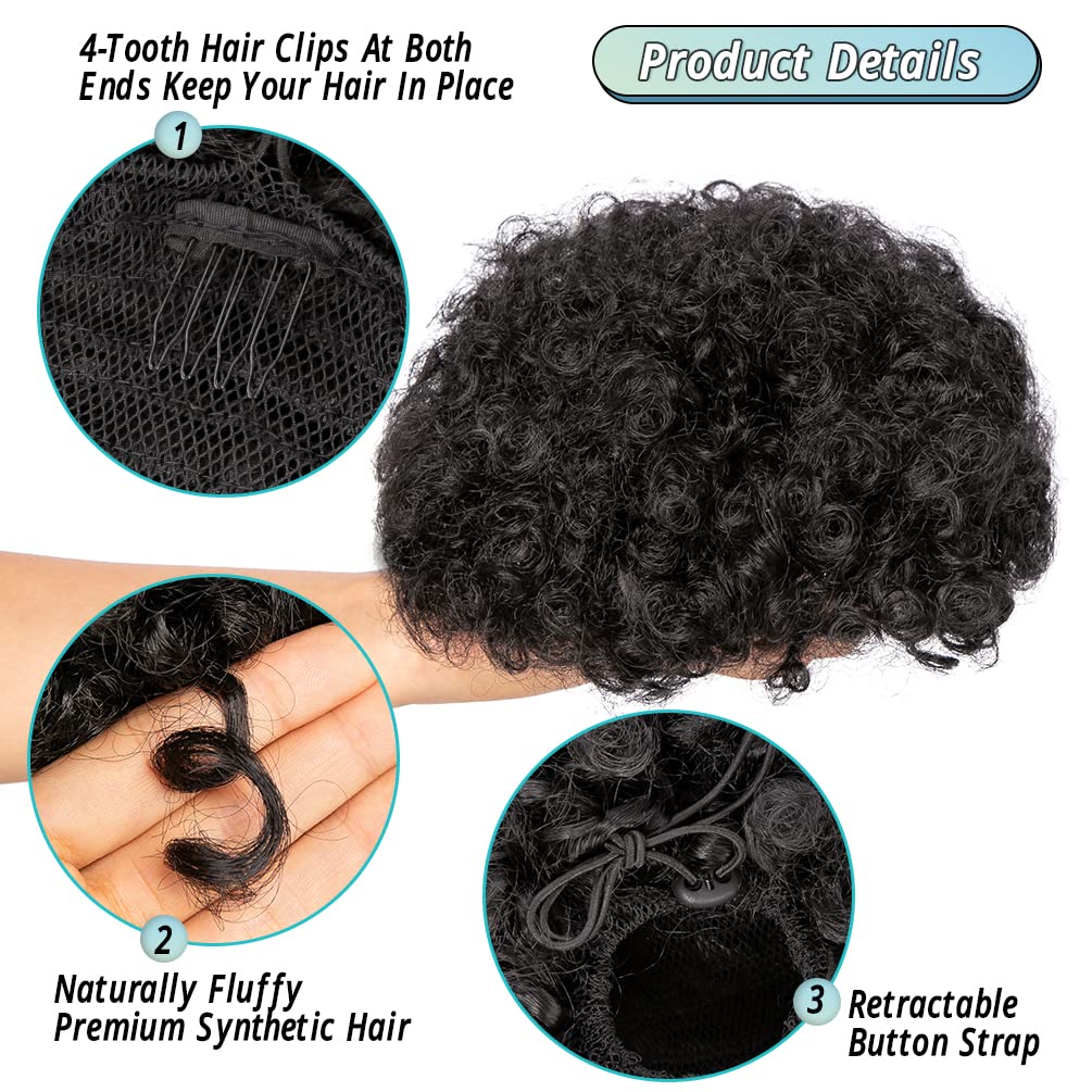 Synthetische Afro Puff Trekkoo - Drawstring Afro Curly Puff Ponytail recensie en prijs
