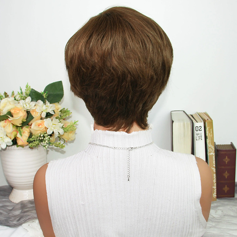 Chocoladebruine Pixie Cut Prui - Short Pixie Cut Wig Human Hair Cheap recensie en prijs